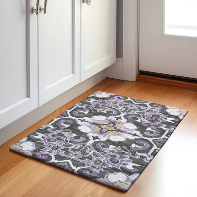 Tapis mauve lavable à la machine intérieur / extérieur Xhevrie