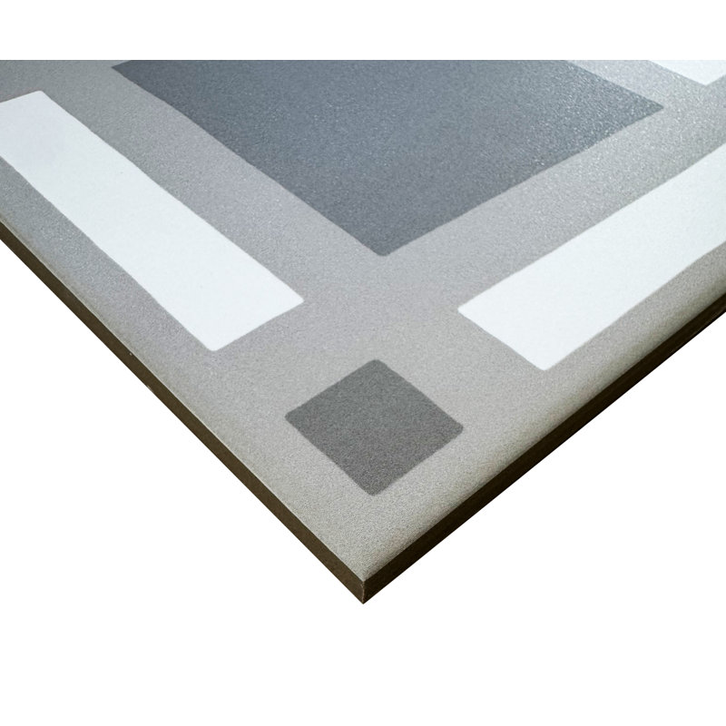 Blvd Plaid 8”X8” Patterned Porcelain Wall and Floor Tile, Gray/White