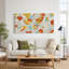 Art abstrait sur toile formes abstraites géométriques moutarde et bleu sarcelle-60965742