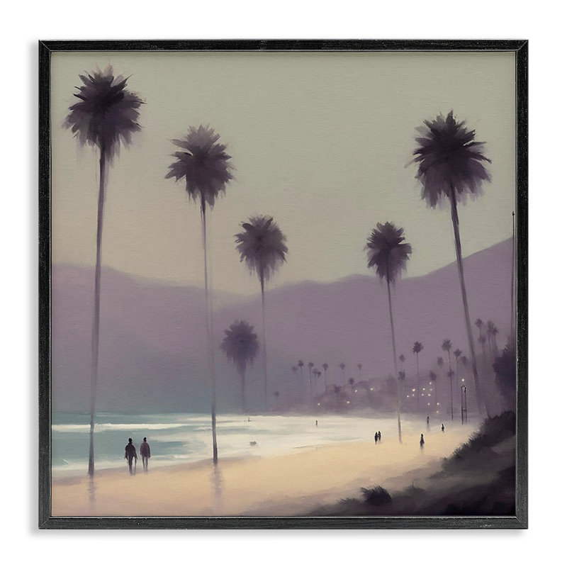 «Looming Palms Beach», estampe numérique encadrée par Noah Bay, H 12 po x l 12 po, Giclée encadrée noir minuit