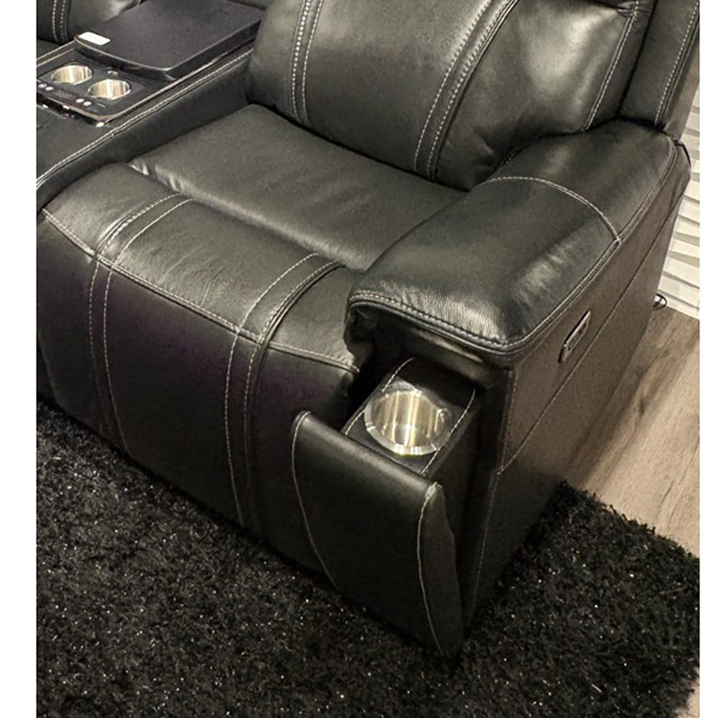 Fauteuil inclinable électrique en cuir noir 8880