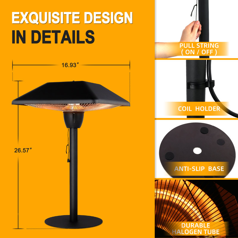 Chauffe-terrasse électrique pour table, 1500 watts