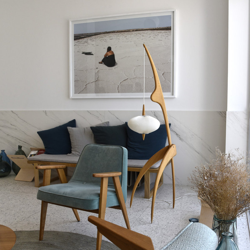 Praying Mantis Floor Lamp, Natural Oak