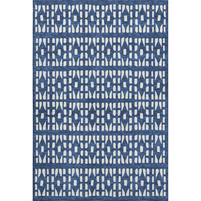 Premium Machine Washable Prisco Navy Rug
