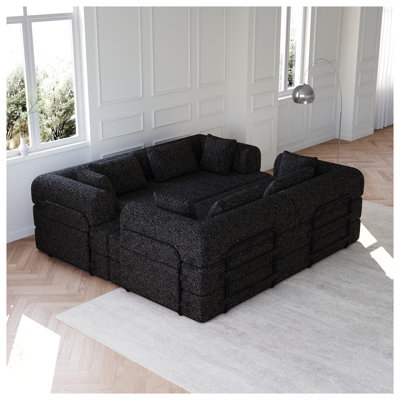 Canapé-lit convertible 78,7 po - Canapé-lit en chenille avec coussins cylindriques et poches latérales, aucun assemblage requis
