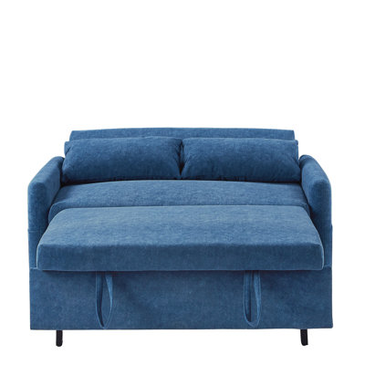 Lit escamotable de 55,1 po pour salon, appartement - bleu avec réglables, ports, poches de rangement et 2 coussins pour la chambre à coucher, le bureau et la chambre