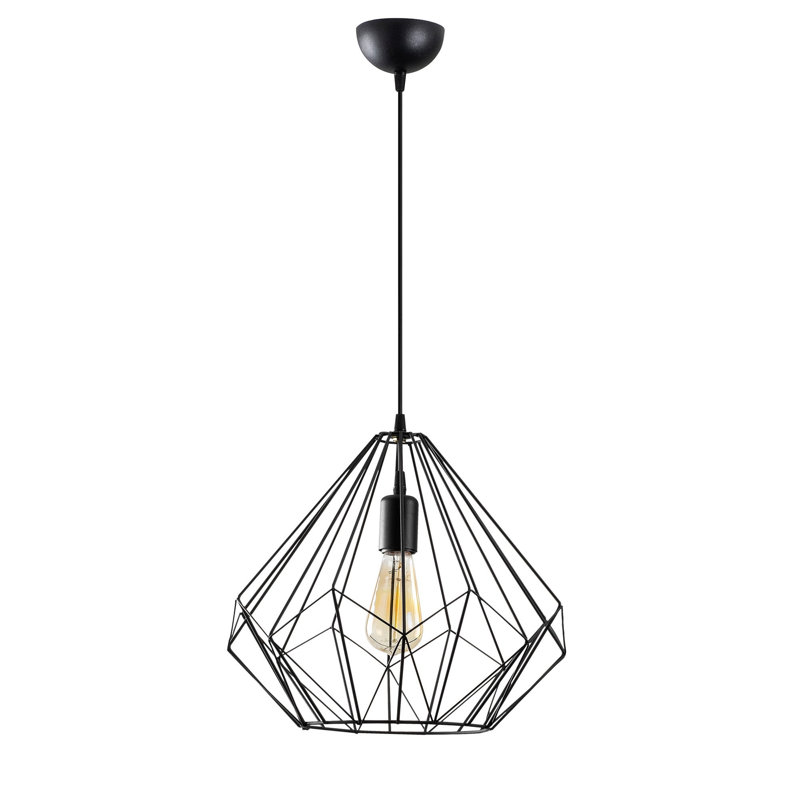 Lustre noir élégant avec hauteur réglable, 14,6 po de diamètre x 50,8 po de hauteur | Corps en fer durable, douille E27 (40 W maximum) | Luminaire moderne pour salle à manger, salon et vestibule, classé IP20