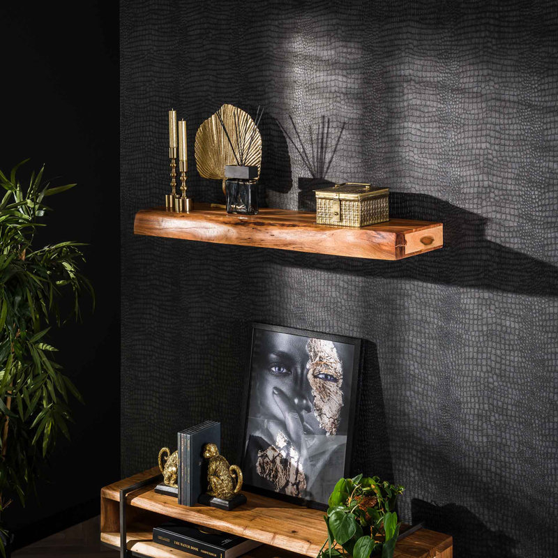 Lenexa Acacia Solid Wood Floating Shelf, 8cm H x 100cm W x 25cm D