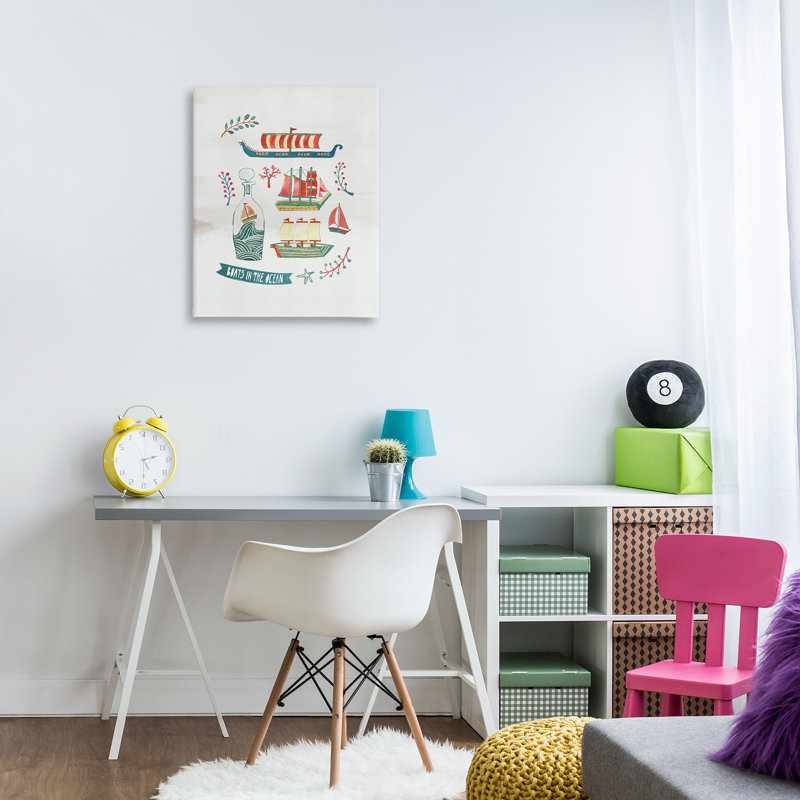 Nautique, bateaux et botaniques, art mural sur toile par Irene Chan, H 30 po x l 24 po