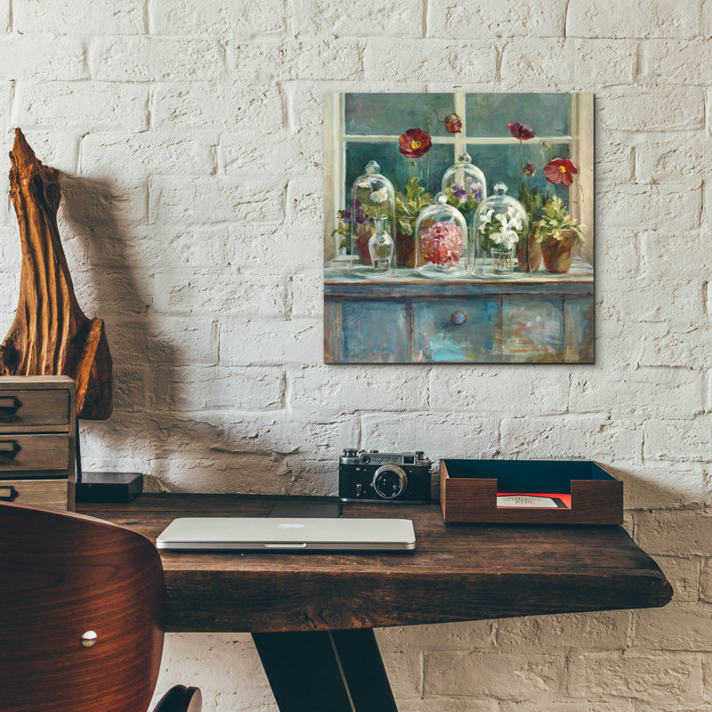  «Fall Poppies Windowsill» par Danhui Nai, art mural en verre acrylique, H 12 po x l 12 po x P 0,13 po