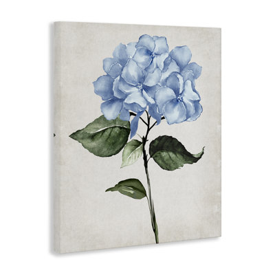 Blue Hydrangea Stem Canvas Wall Art, design by Val Rhodes