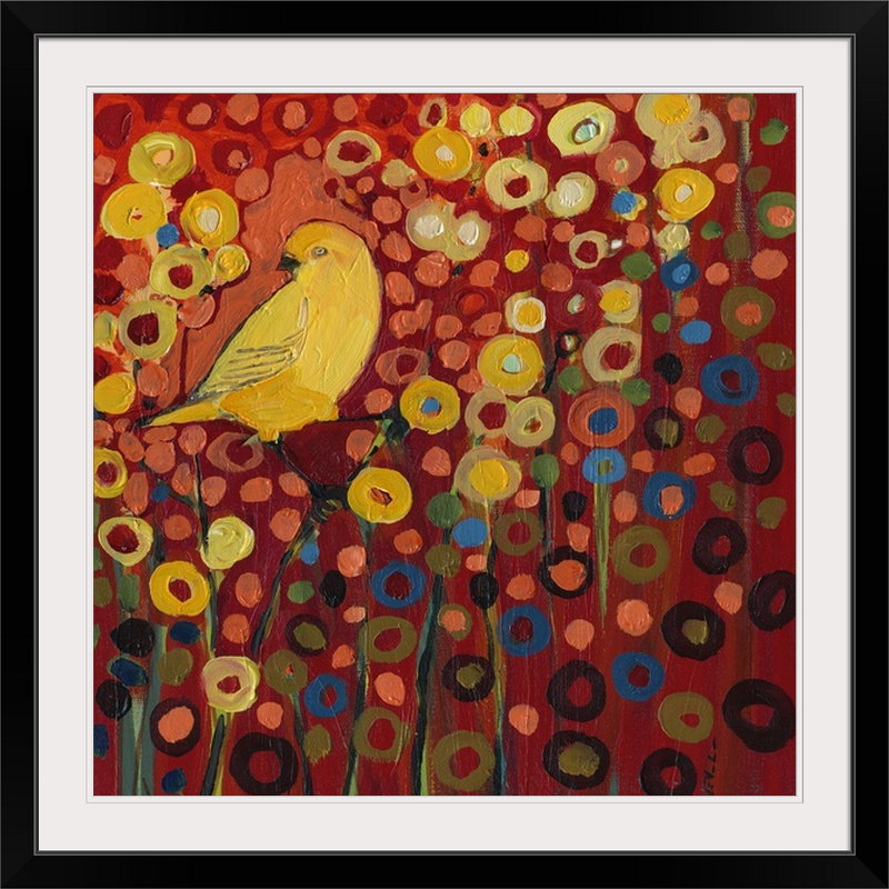 Nolani " Canary In Red " by Jennifer Lommers, 30" H x 30" W x 0.75" D, Canvas