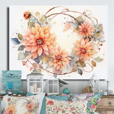 Coral Green Garden Dahlia Palette  Floral Metal Wall Decor