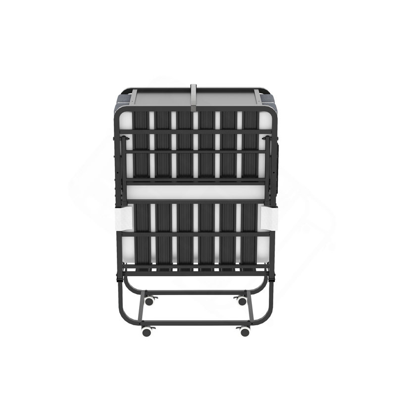 Folding Bed With Adjustable Headboard & 5" Memory Foam, Space Saving Rollaway Guest Bed For Tall People, Portable Cot On Wheels, Easy Assembly