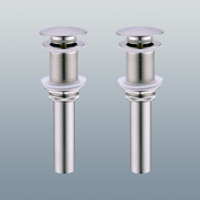 Drain escamotable en acier inoxydable pour salle de bain sans trop-plein (2 pièces)