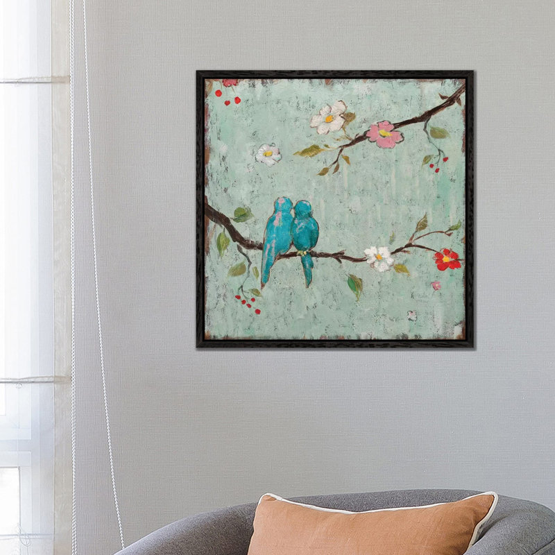 Love Birds IV by Katy Frances - Print on Canvas, 45.72 cm H x 45.72 cm W, Black Framed