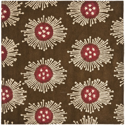 Candelo Hand Tufted Wool/Viscose Floral Rug in Brown