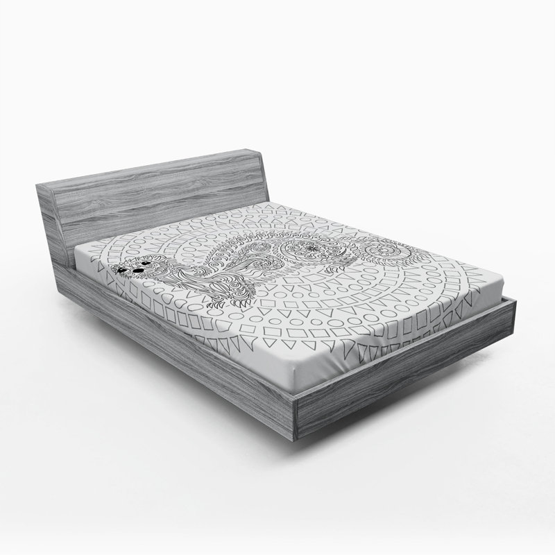 Squirrel Microfiber Geometric Fitted Sheet, Queen Fitted Sheet