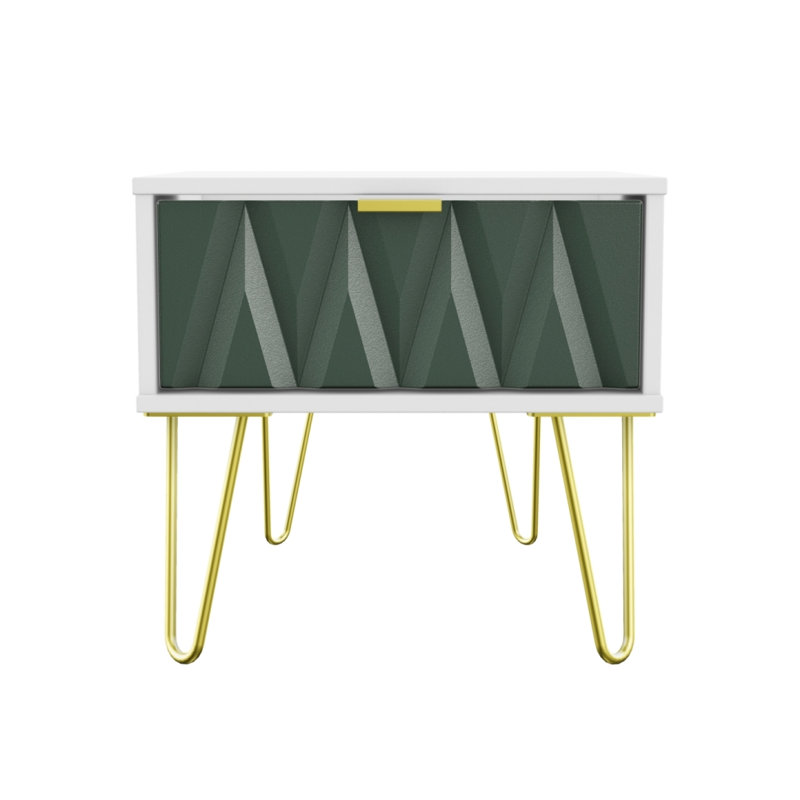 Fully Assembled Swanwyck 1 - Drawer Nightstand, Labrador Green / White