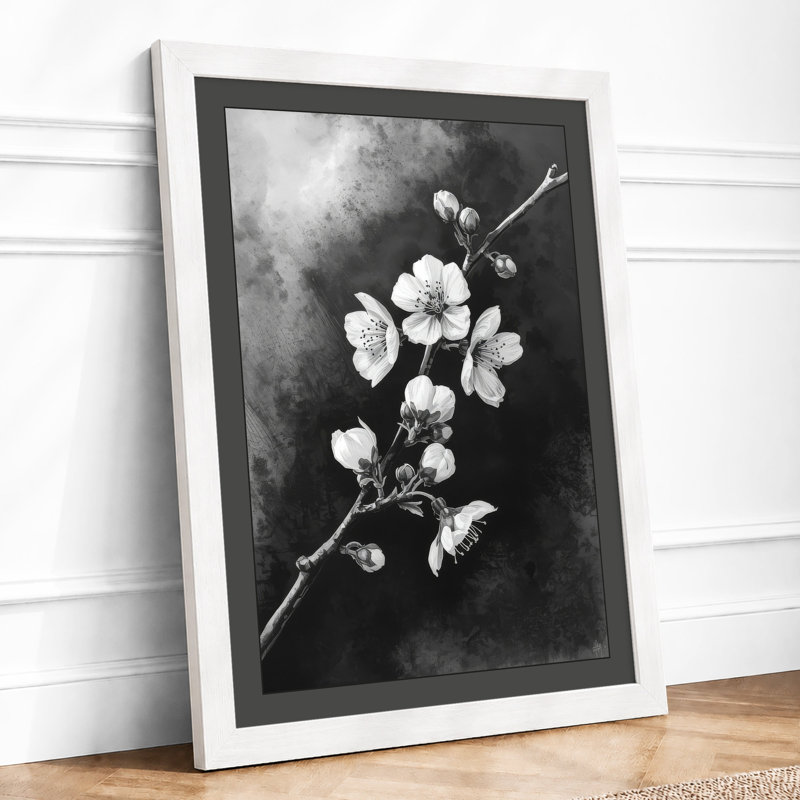Moonlit Cherry Blossom Botanical - Print, A1 - 84.1 x 59.4 cm, White
