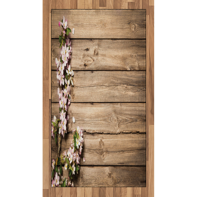 Wooden High Density Long Fiber Poly Threads Decorative Area Rug Carpet, Rectangle 2'7" x 5'