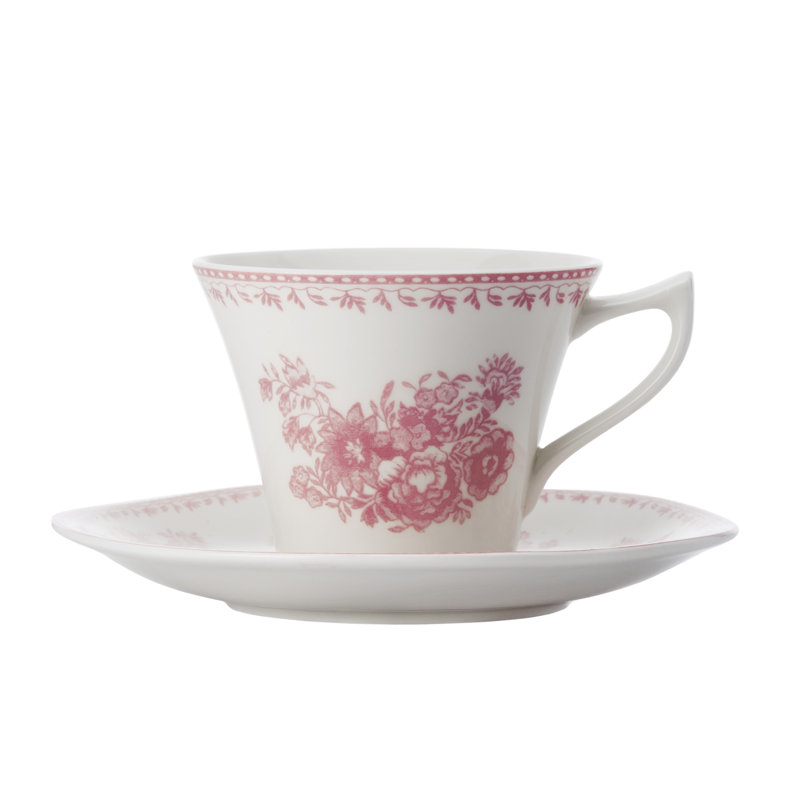 Lancaster Tea Cups, 6 oz, by Luzerne, Warm White w/Pink