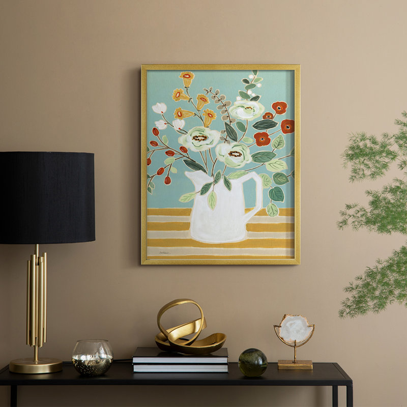Joyful Blossoms II Framed Print - Solid Wood, 30" H x 24" W, Gold