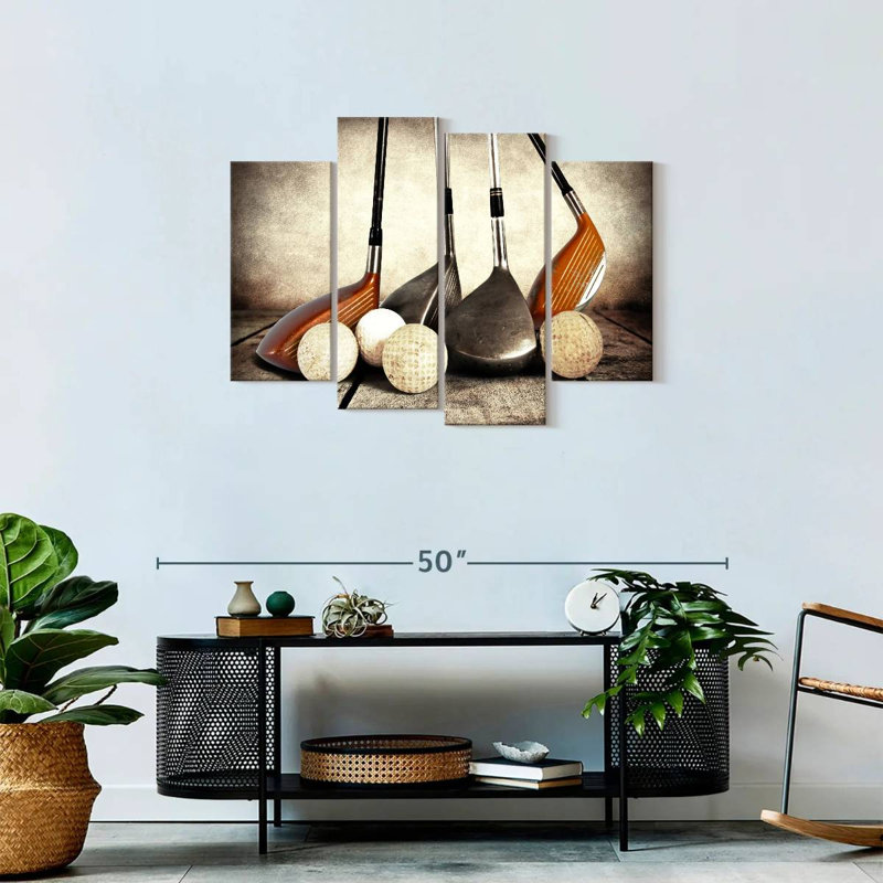 Ensemble de 4 pièces de golf sur toile, H 27 po x l 43 po x P 1,25 po