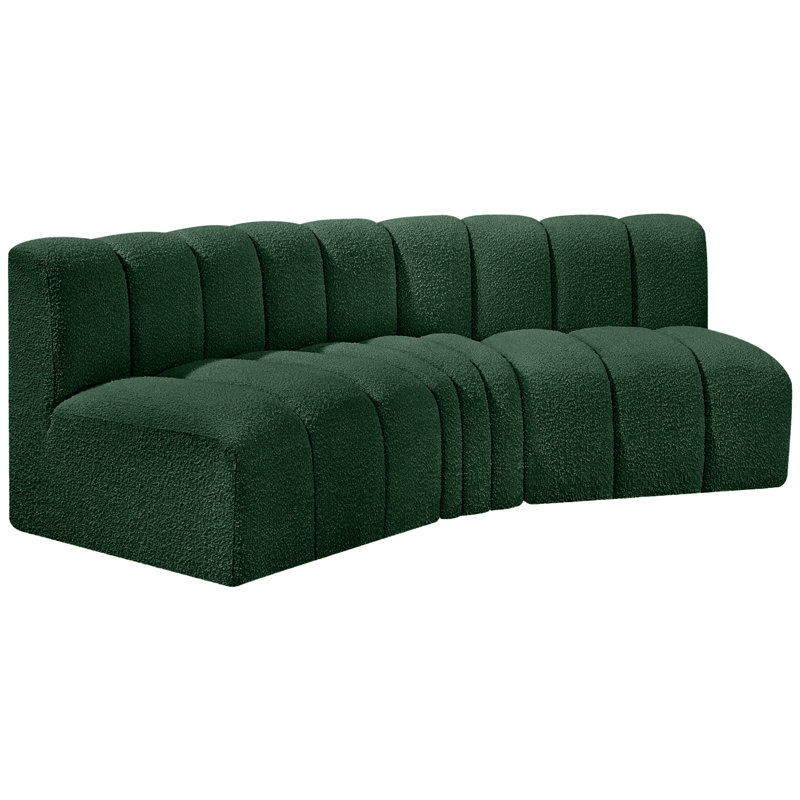 Canapé et méridienne rembourrés Hyoung, Tissu bouclé vert