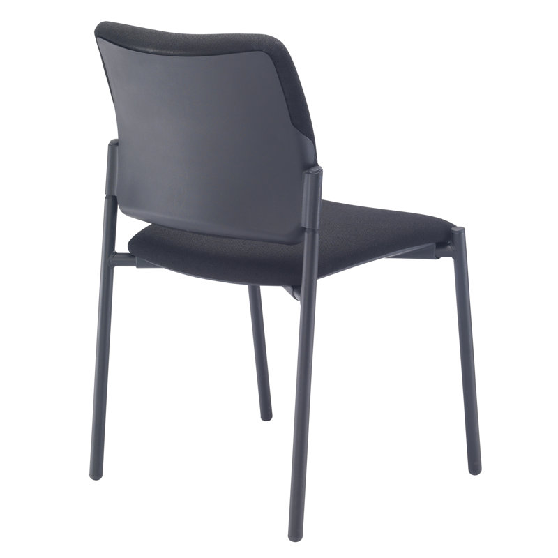 Pia 45cm H Polyester Blend Upholstered Folding Stacking Side Chair, Black