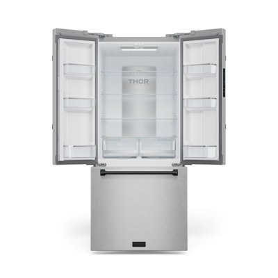 Réfrigérateur à profondeur de comptoir à porte française de 30 pouces et 17,7 pieds cubes en acier inoxydable avec quincaillerie noire - RF3017FFD99-BLK