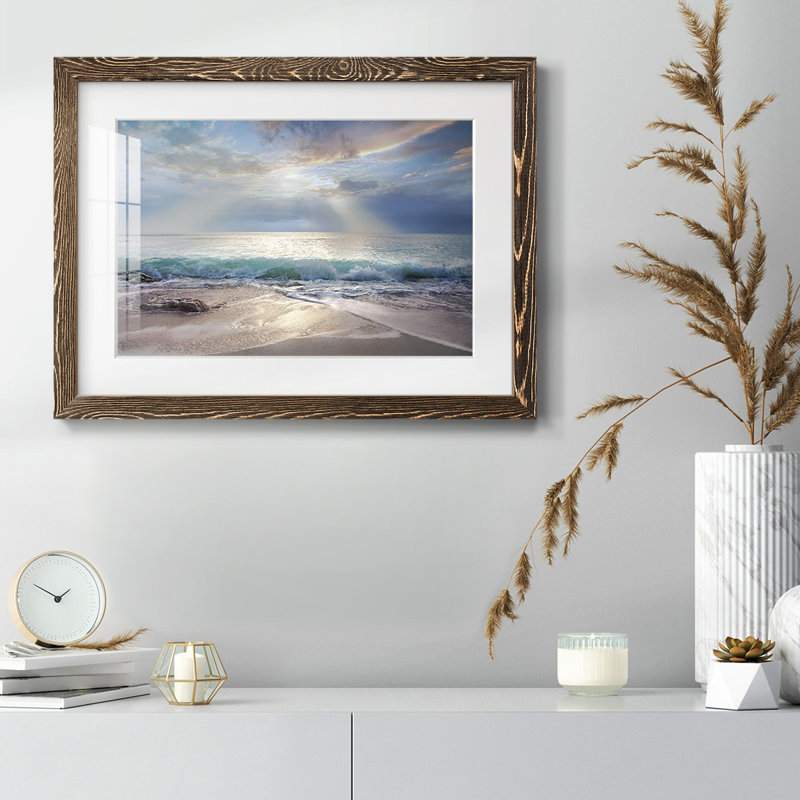 " Aqua Blue Morning ", Walnut, 28" H x 42" W x 1.5" D