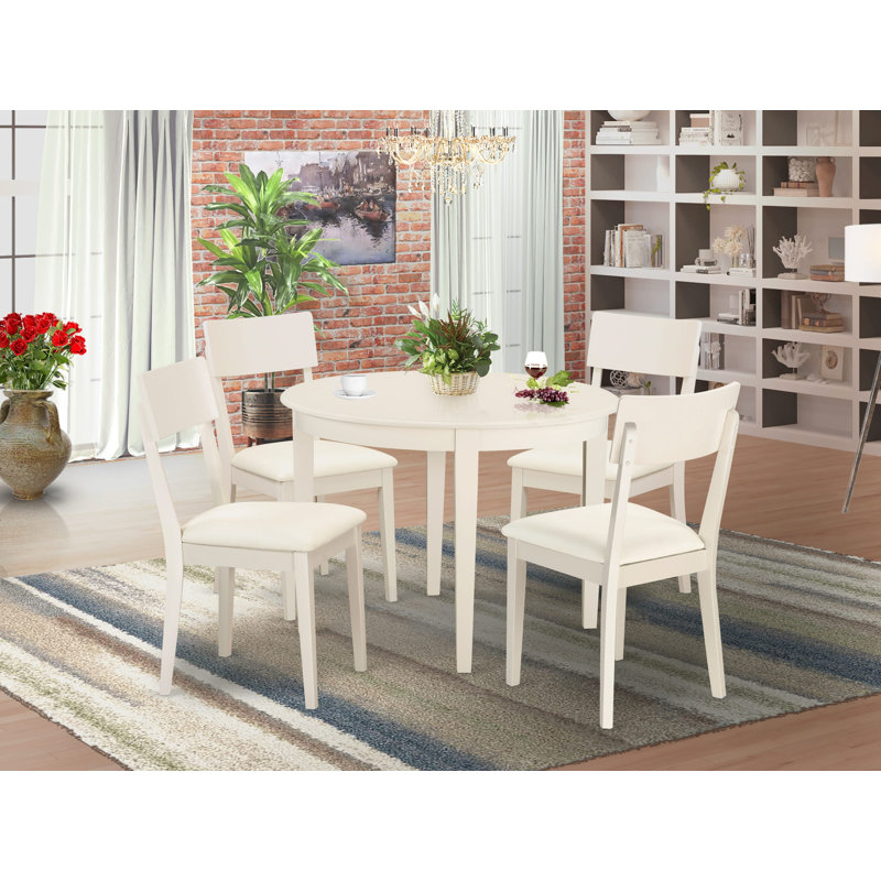 Hillhouse Solid Wood Top Four Leg Base Dining Set, 5 Pieces: 1 Table, 4 Chairs
