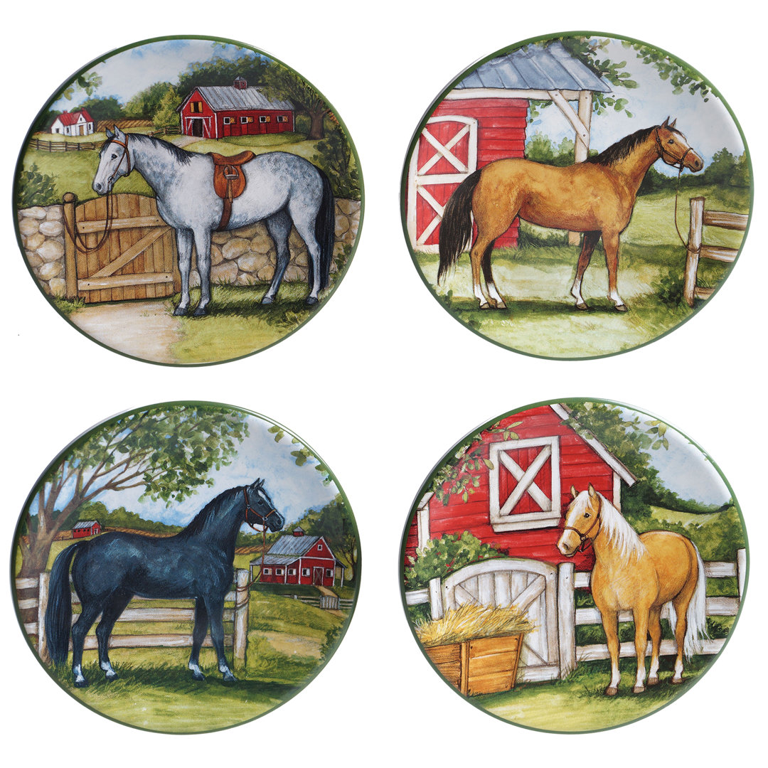 Certified International Clover Farm Set/4 Canape Plates, 6" Asst. Certified International