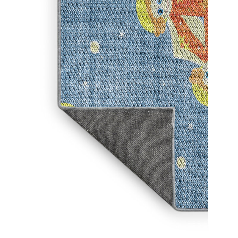 Tapis orange/bleu à motifs, Rectangle 8 pi x 10 pi