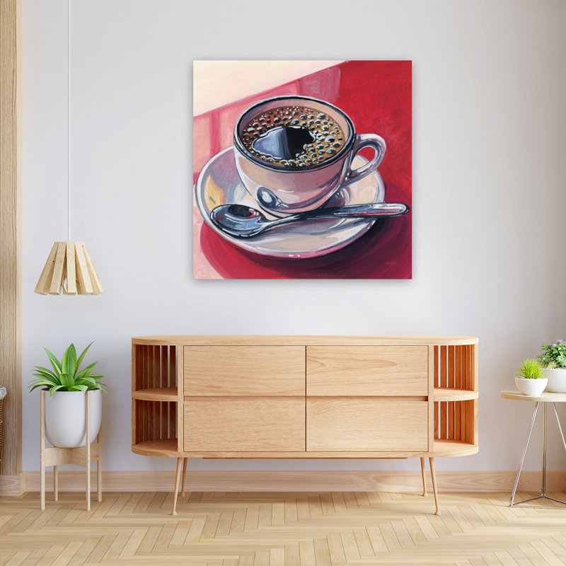 Café noir sur un comptoir, art contemporain, H 36 po x l 36 po