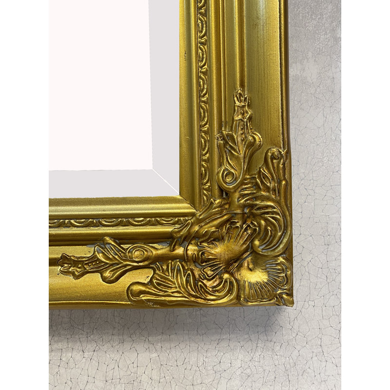 Jiminez Lightweight Hardwood Rectangle Mirror, Antique Gold