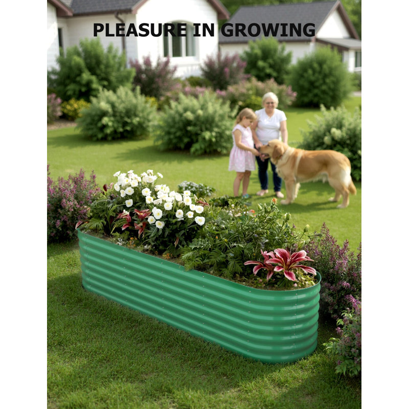 Metal Raised Garden Bed, 45cm H x  240cm W x 60cm D, Green