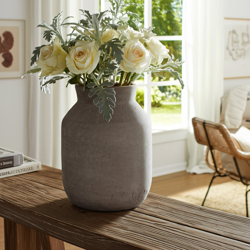 Decorative Vase Pottery Terracotta Modern Stylish Handcrafted Accent Jar Clay Rustic Artisan Versatile Home Tabletop Decor