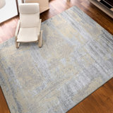 High-Quality Hand-Knotted Silver And Grey Area Rug
