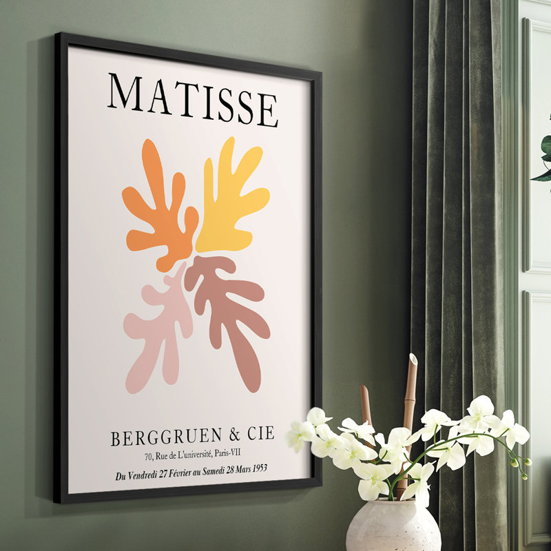 Matisse D, reproduction encadrée - bois massif, H 28 po x l 22 po, Cadre simple noir