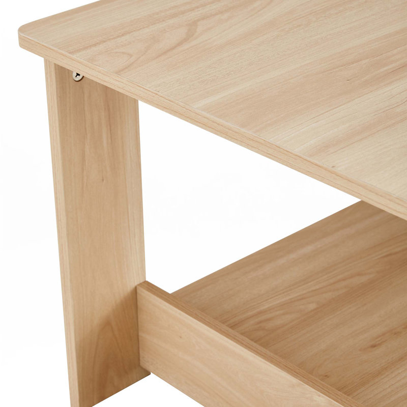 Bonni Rectangular Coffee Table with Storage Shelf, 16.5" H x 43.3" L x 21.6" W, Natural Wood