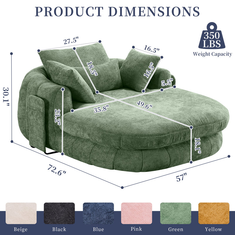 Cloudlike Chenille Chaise – Compression-Molded Foam Lounge, Green