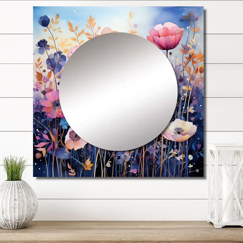 Theado - Miroir mural décoratif abstrait pour botanique pour chambre à coucher, 23 po x 23 po