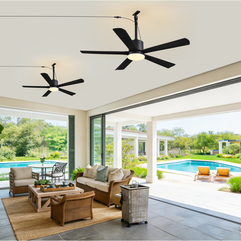 Ventilateur de plafond étanche étanche à l'eau 44 po à 5 pales avec lumières à intensité variable et télécommande, 44"
