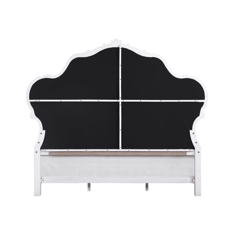 Lit en tissu Latisha et finition blanche, Grand lit