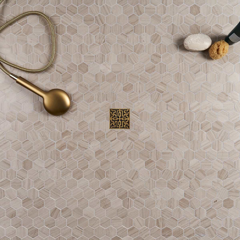 Wooden 2" Hexagon Polished Marble Mosaic Tile