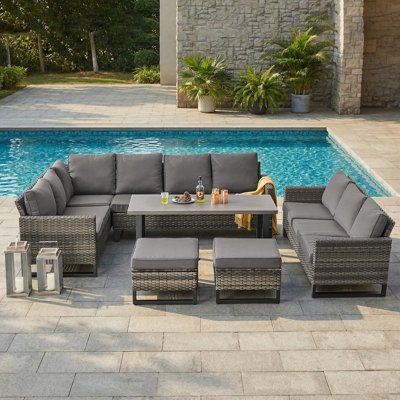 Ingvald 10 - Person Patio Sectional Seating Group with Cushions