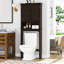 Rangement de salle de bain au-dessus de la toilette, organisateur d'armoire de salle de bain avec tablettes réglables et portes doubles, économiseur d'espace de salle de bain en bois, espresso