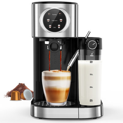 Espresso Machine 20 Bar, Super Compact Espresso Maker Stainless Steel with Touch Screen, Professional Coffee Machine, Automatic Milk Frother for Cappuccino